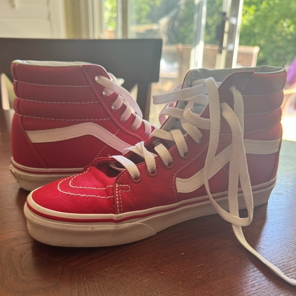 NWOT Red/White Vans Shoes | Sk8-Hi Skate Unisex Red Shoes - Picture 3 of 7